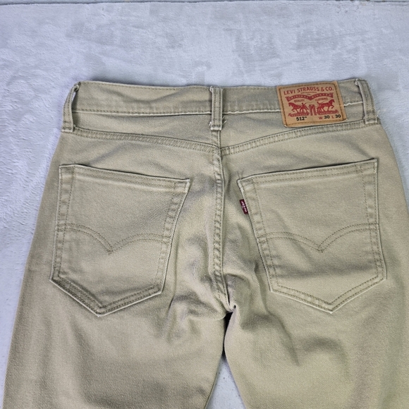Levis 512 Slim Taper Jeans Mens 30x29 Khaki Stretch Denim Casual Pants Tan - Picture 4 of 8